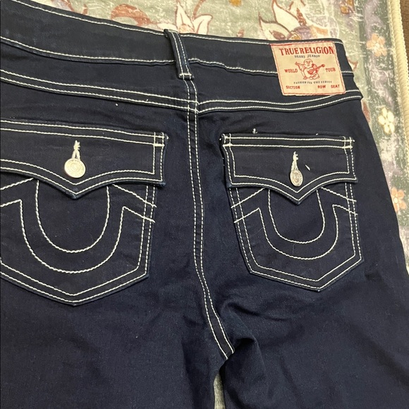 Elegant Navy Blue Flare & Wide Leg Jeans - Picture 5 of 5